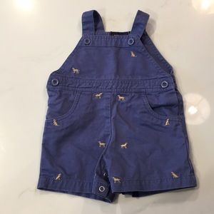 Rugged Bear Overall Shorts with Embroidered Dogs